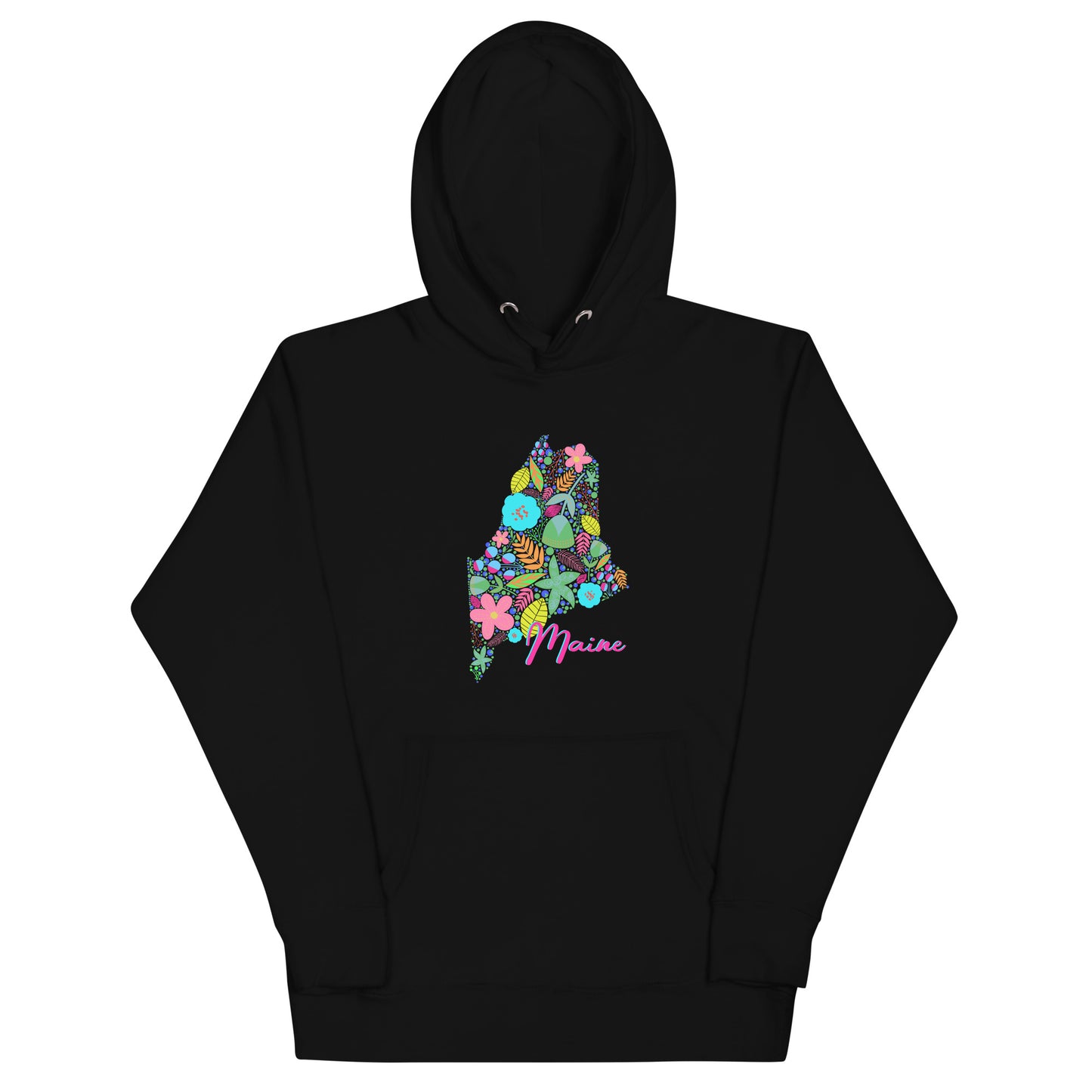 State of Maine Floral Unisex Hoodie, Neon