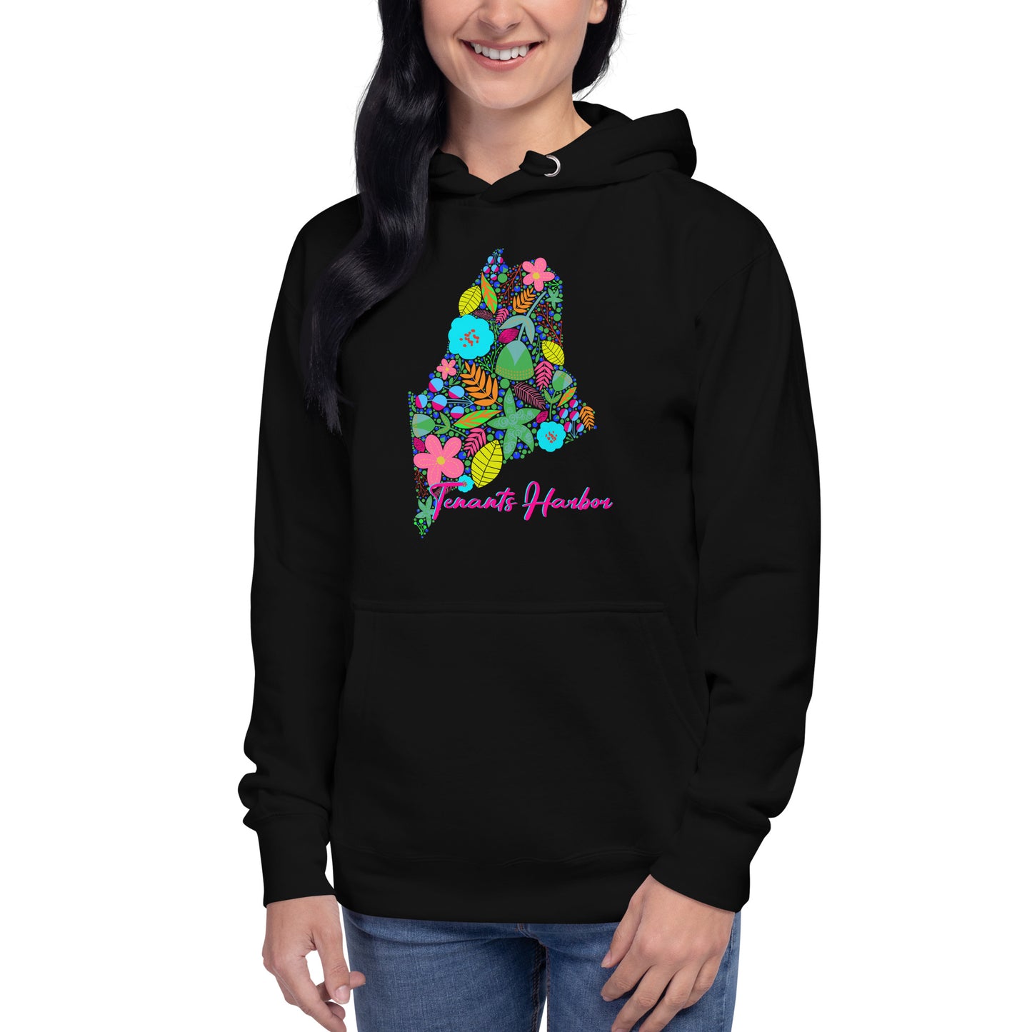 Tenants Harbor Floral Unisex Hoodie, Neon