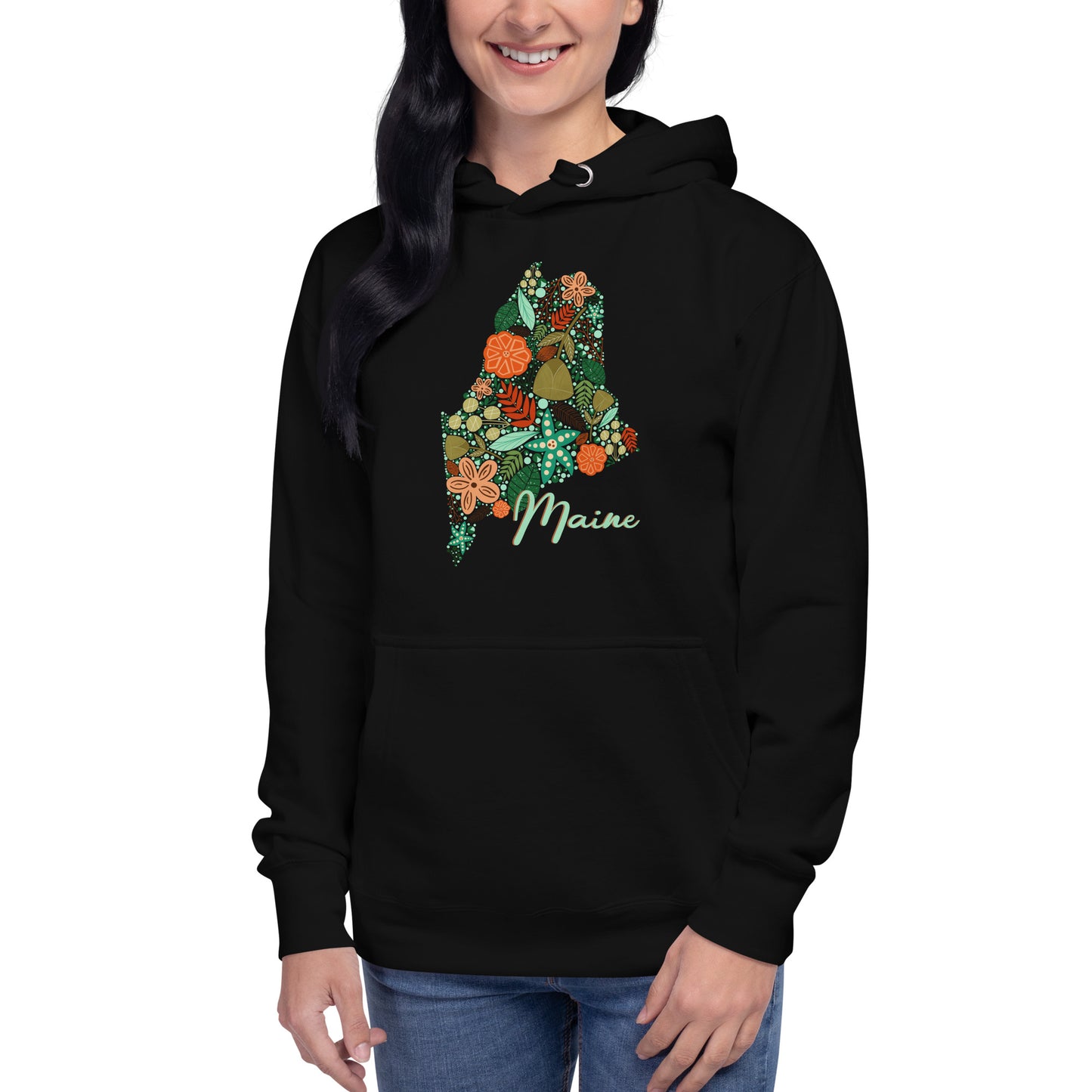 State of Maine Floral Unisex Hoodie