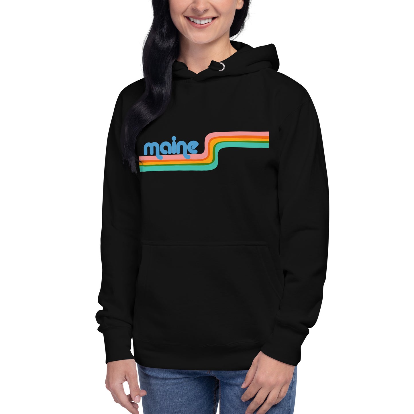 Maine Retro Ribbon Unisex Hoodie, Neon