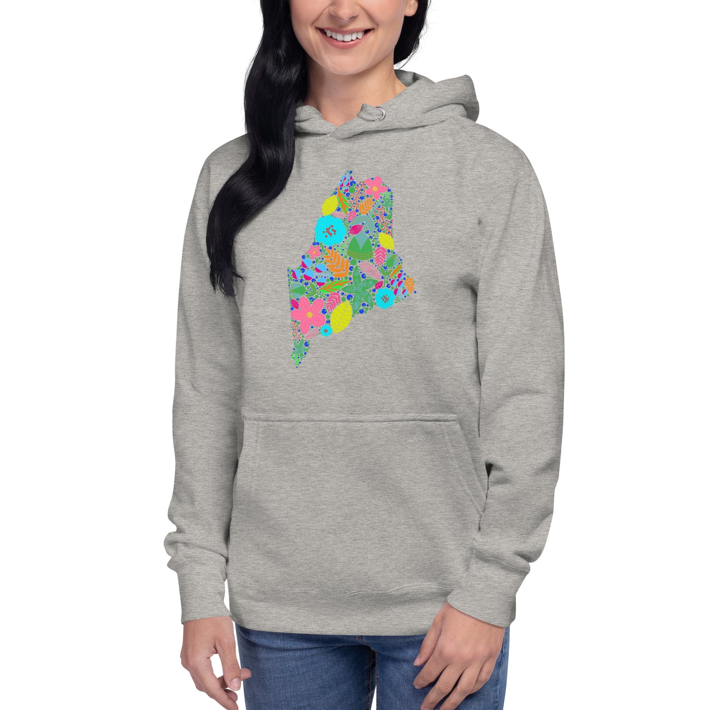 Maine Floral Unisex Hoodie, Neon