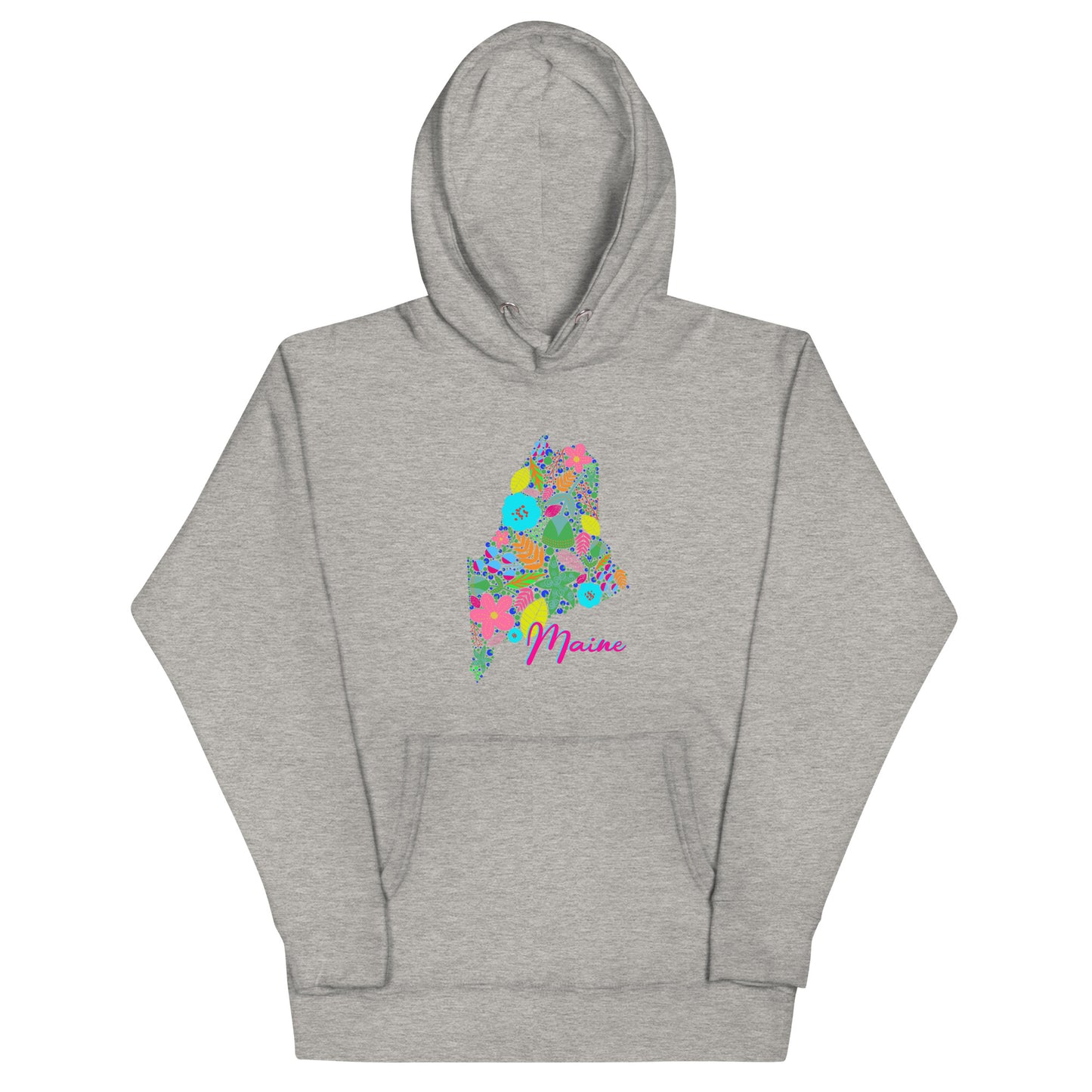 State of Maine Floral Unisex Hoodie, Neon