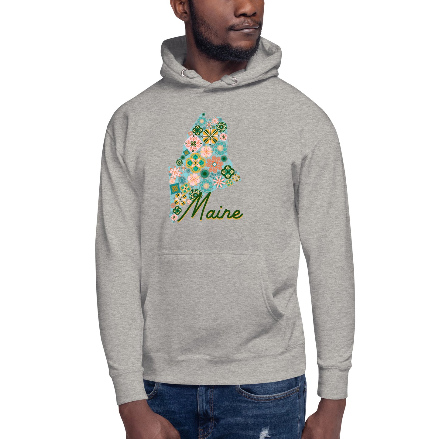 Maine State Vintage Floral Unisex Hoodie