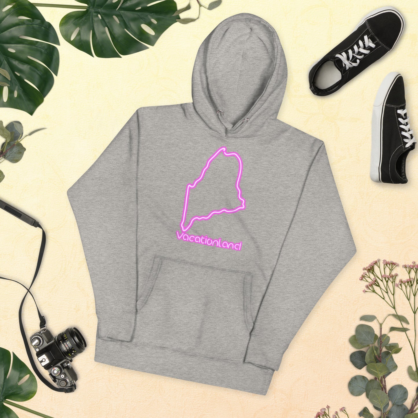 Maine Neon Unisex Hoodie, Pink