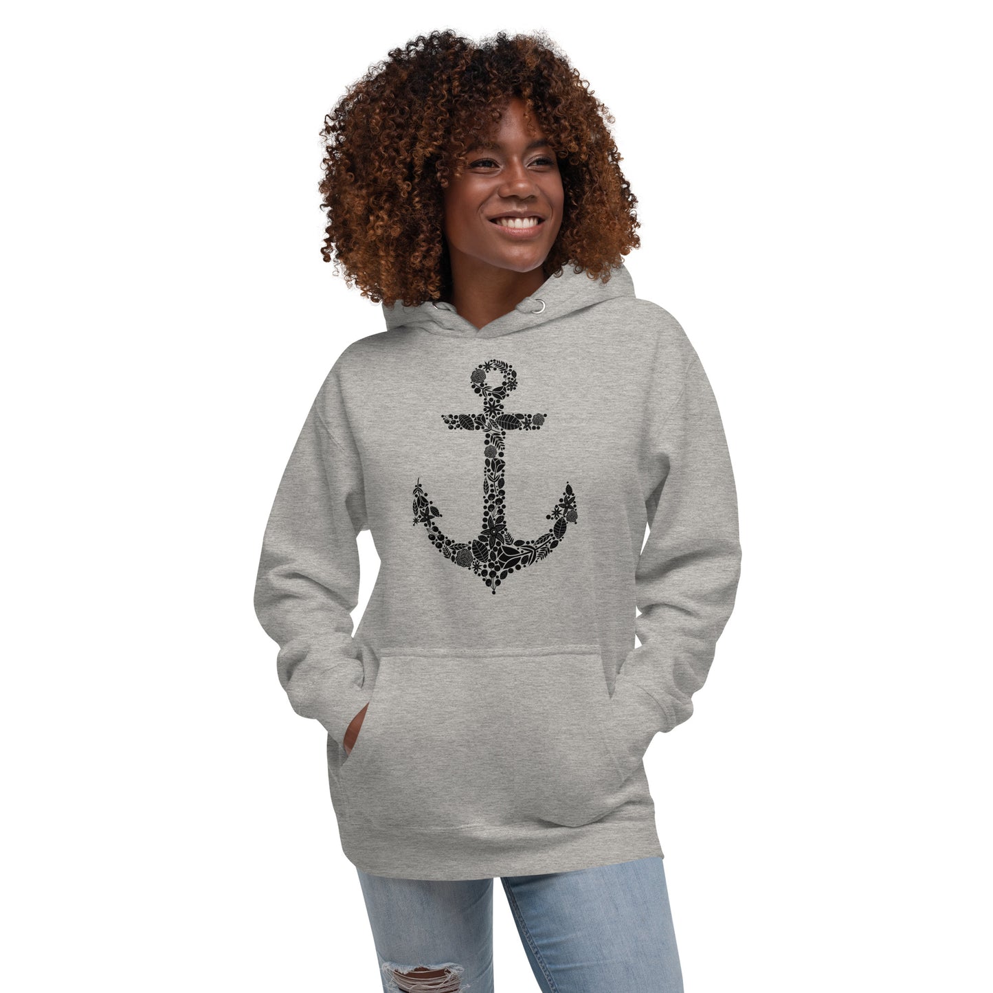 Black Floral Anchor Unisex Hoodie