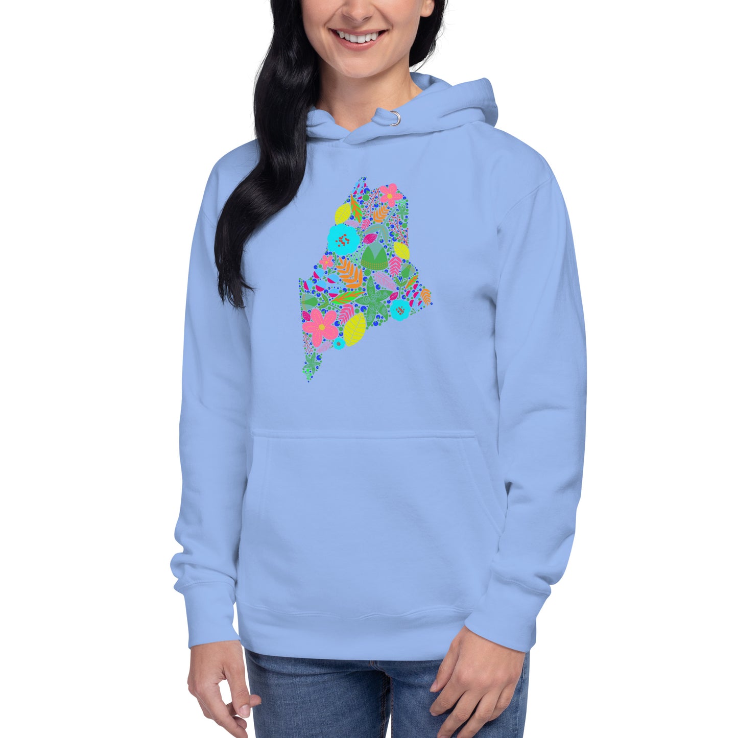 Maine Floral Unisex Hoodie, Neon