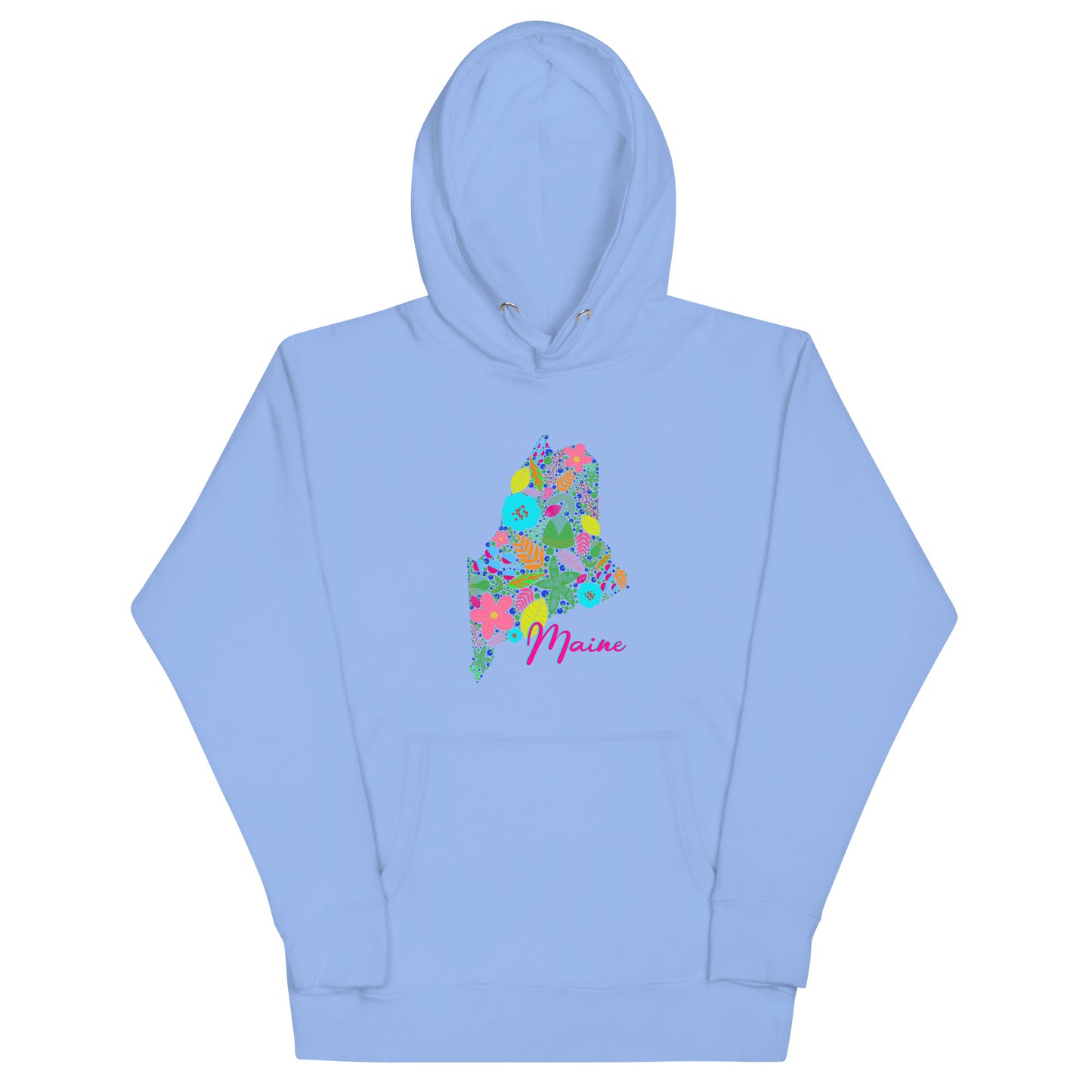 State of Maine Floral Unisex Hoodie, Neon