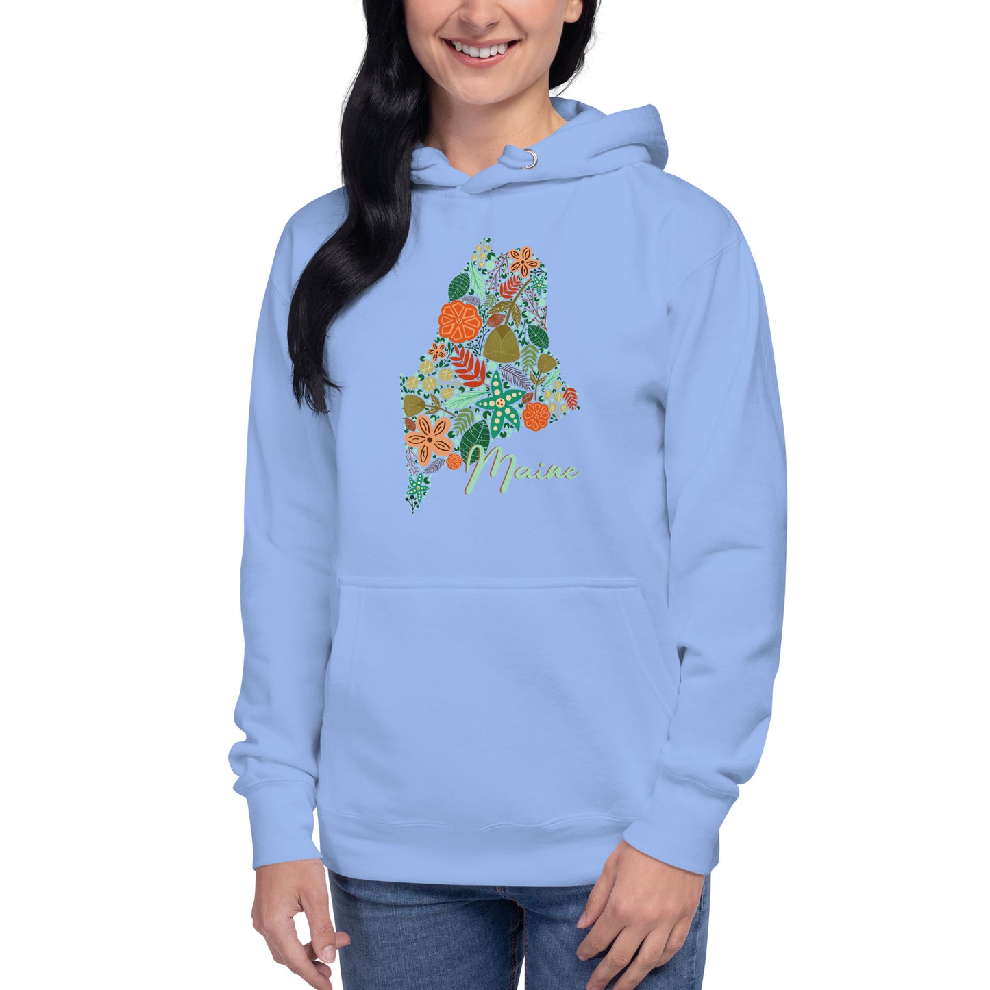 State of Maine Floral Unisex Hoodie