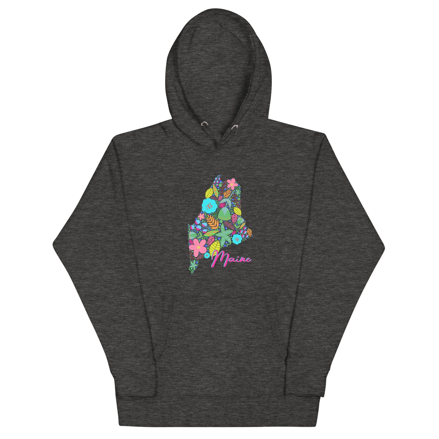 State of Maine Floral Unisex Hoodie, Neon