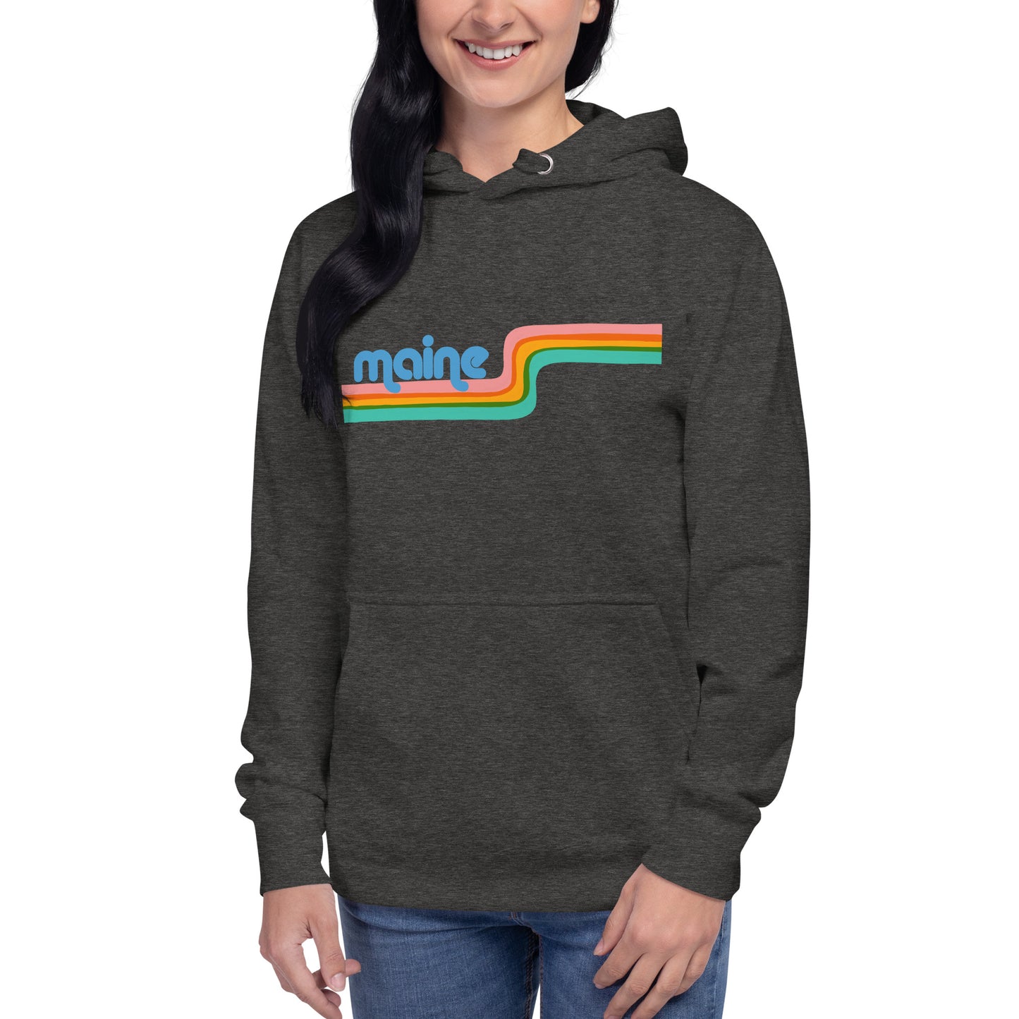 Maine Retro Ribbon Unisex Hoodie, Neon