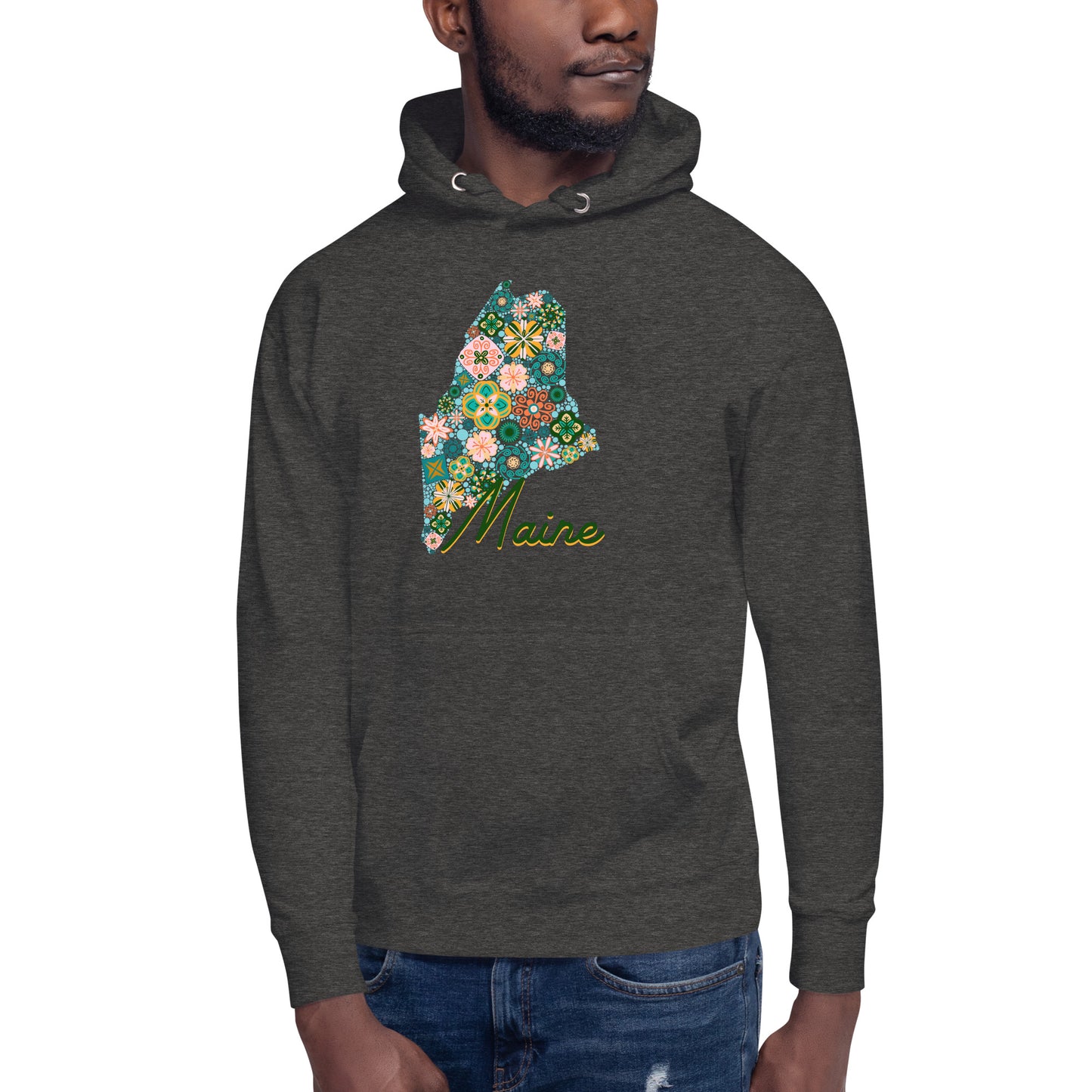 Maine State Vintage Floral Unisex Hoodie