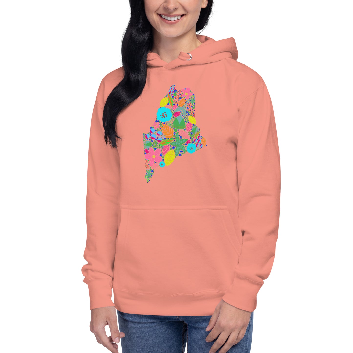 Maine Floral Unisex Hoodie, Neon