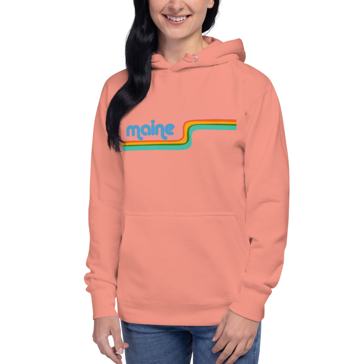 Maine Retro Ribbon Unisex Hoodie, Neon