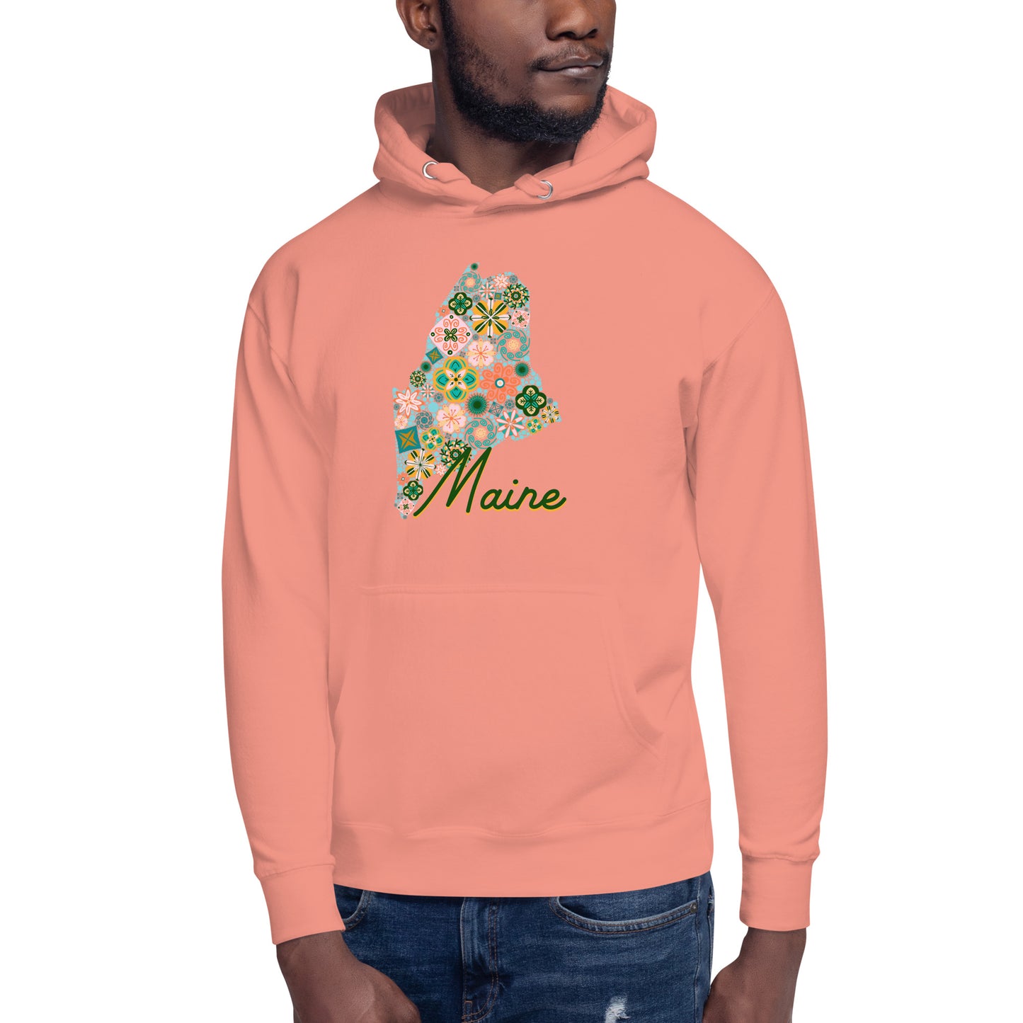 Maine State Vintage Floral Unisex Hoodie