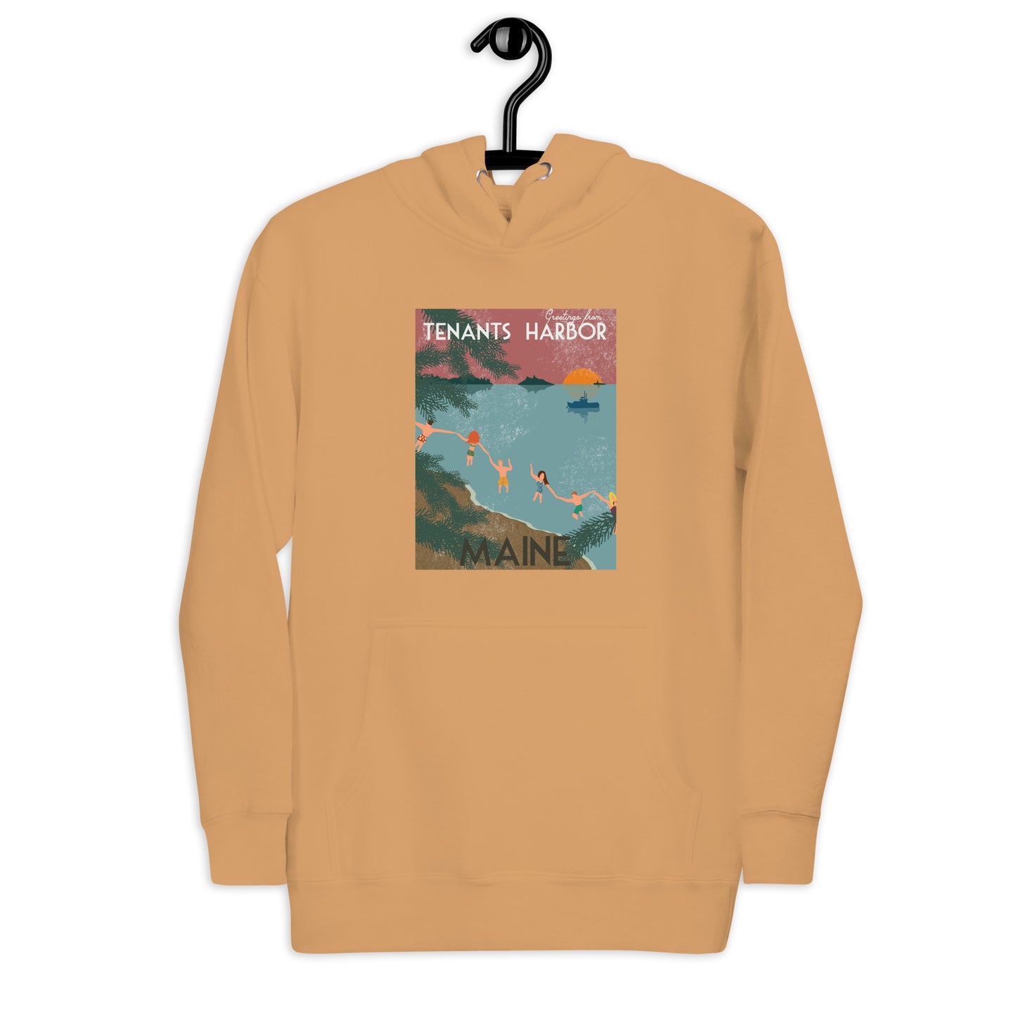 Tenants Harbor Vintage Postcard Unisex Hoodie