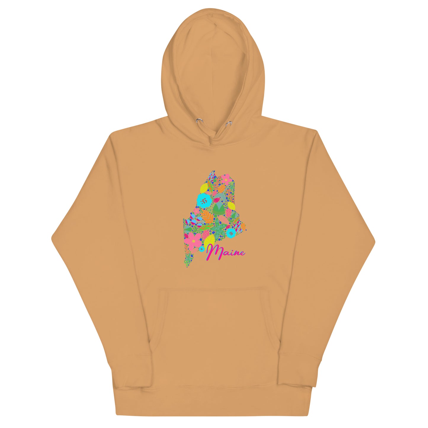 State of Maine Floral Unisex Hoodie, Neon