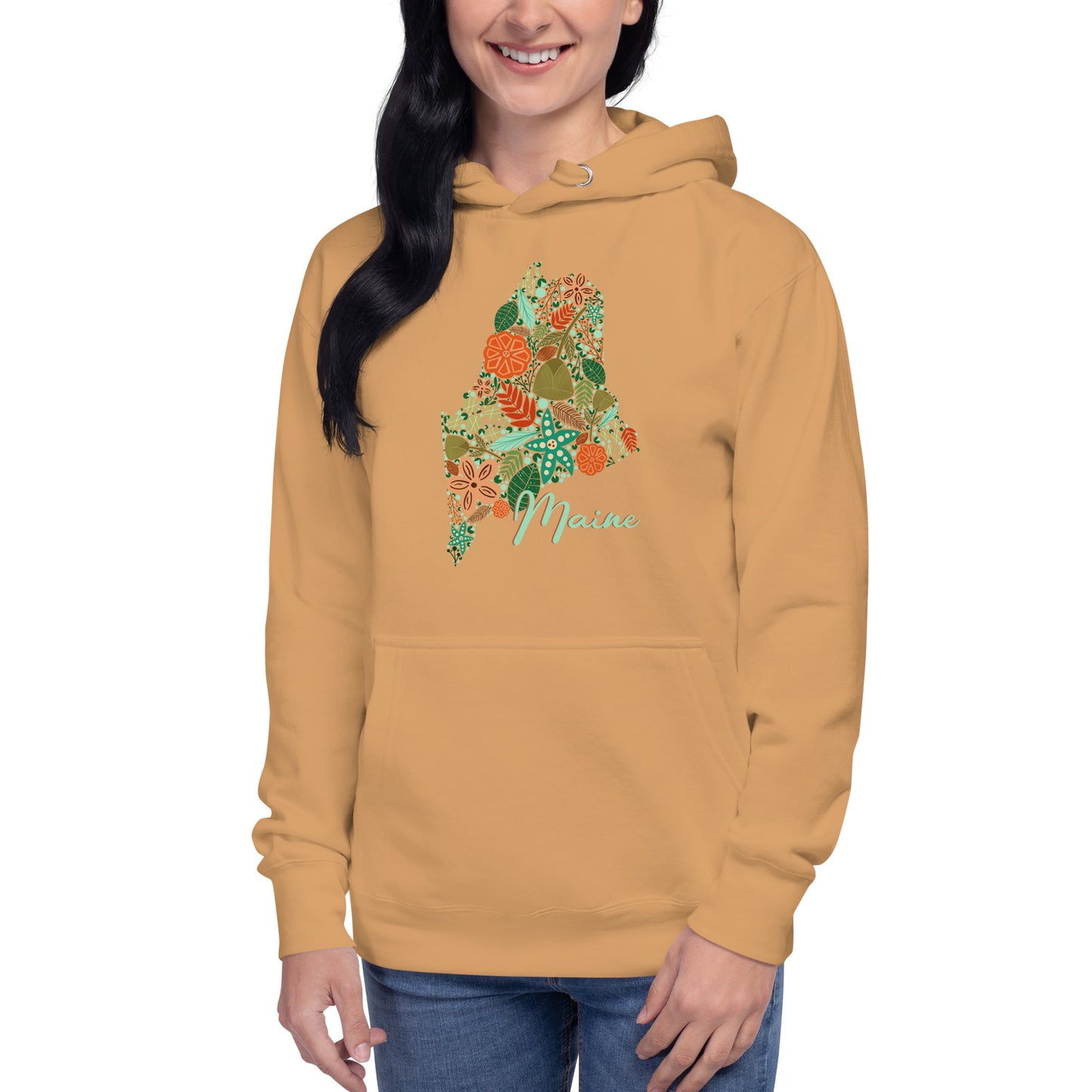 State of Maine Floral Unisex Hoodie