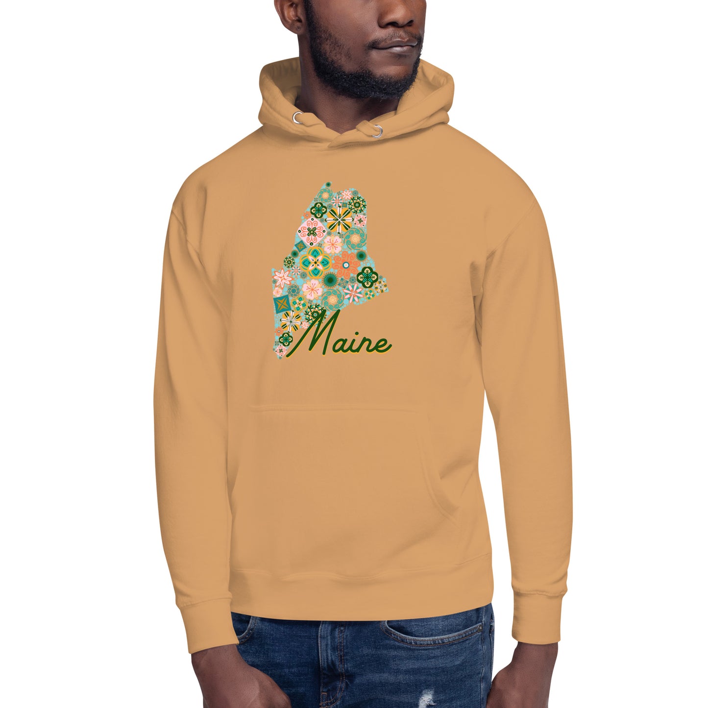 Maine State Vintage Floral Unisex Hoodie