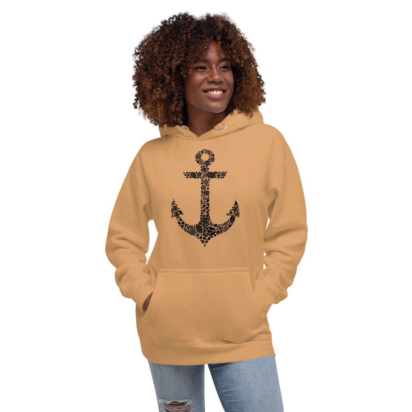 Black Floral Anchor Unisex Hoodie