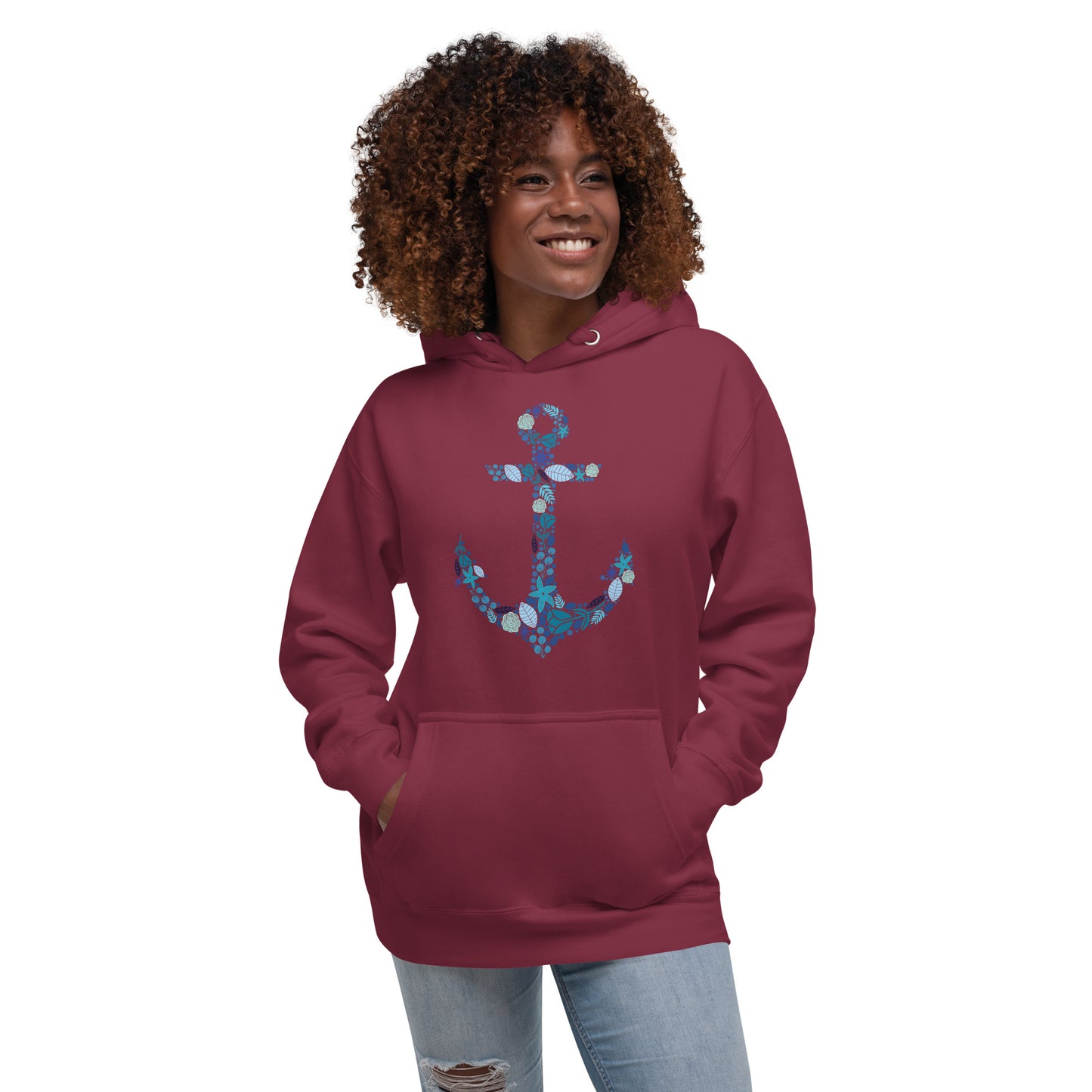 Floral Anchor Unisex Hoodie