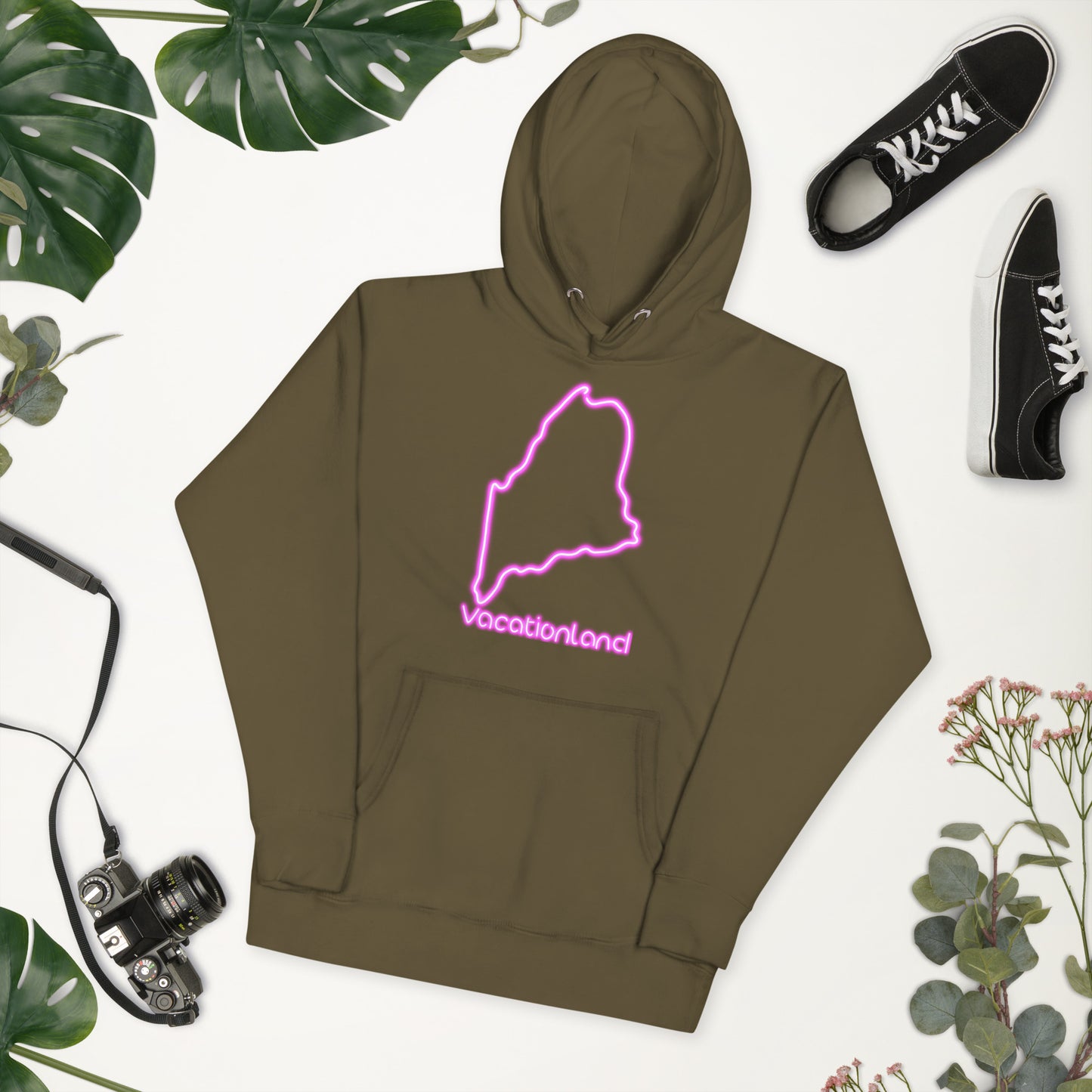 Maine Neon Unisex Hoodie, Pink