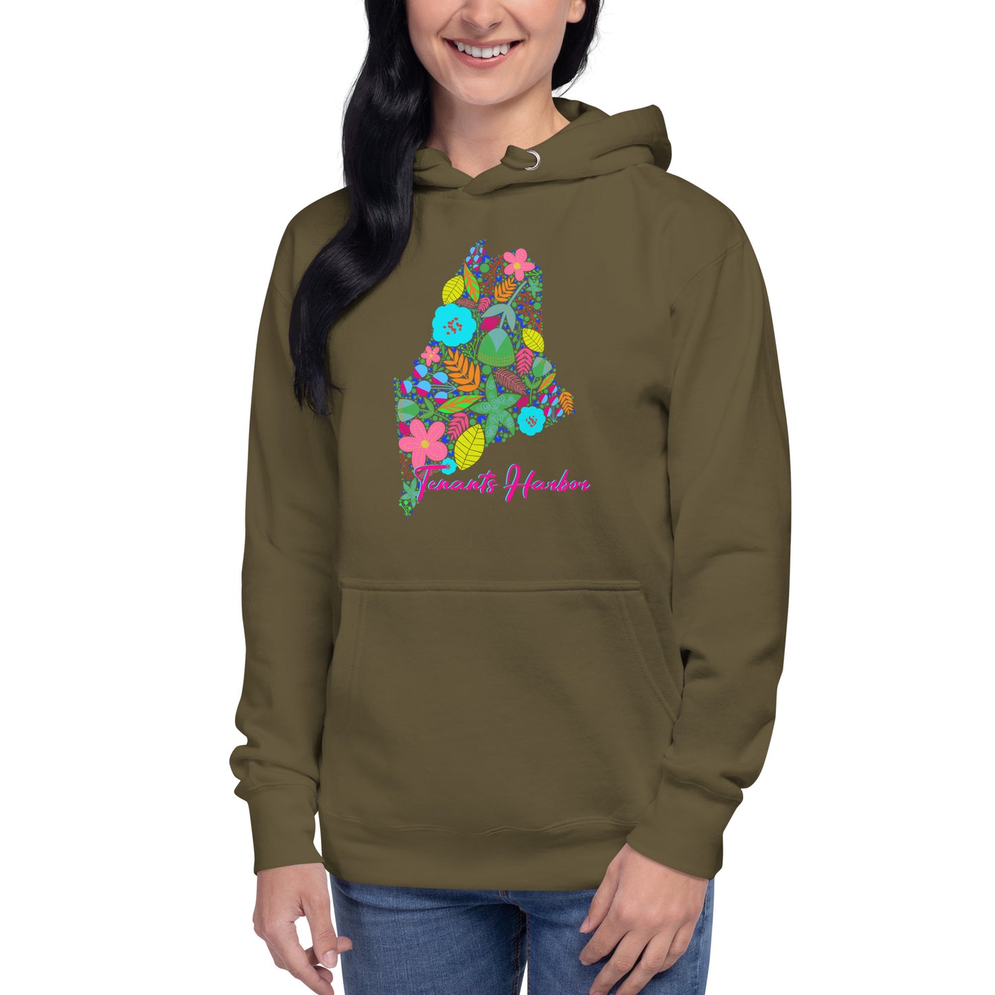 Tenants Harbor Floral Unisex Hoodie, Neon