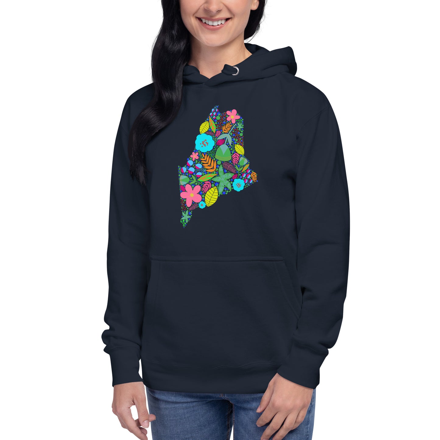 Maine Floral Unisex Hoodie, Neon