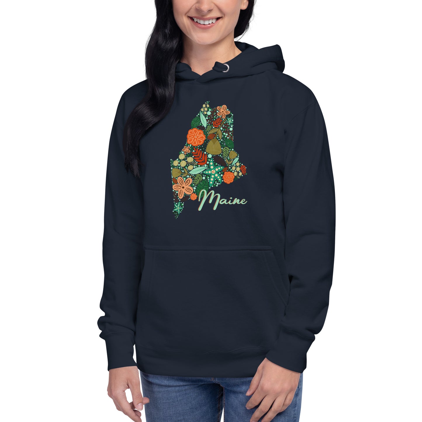 State of Maine Floral Unisex Hoodie