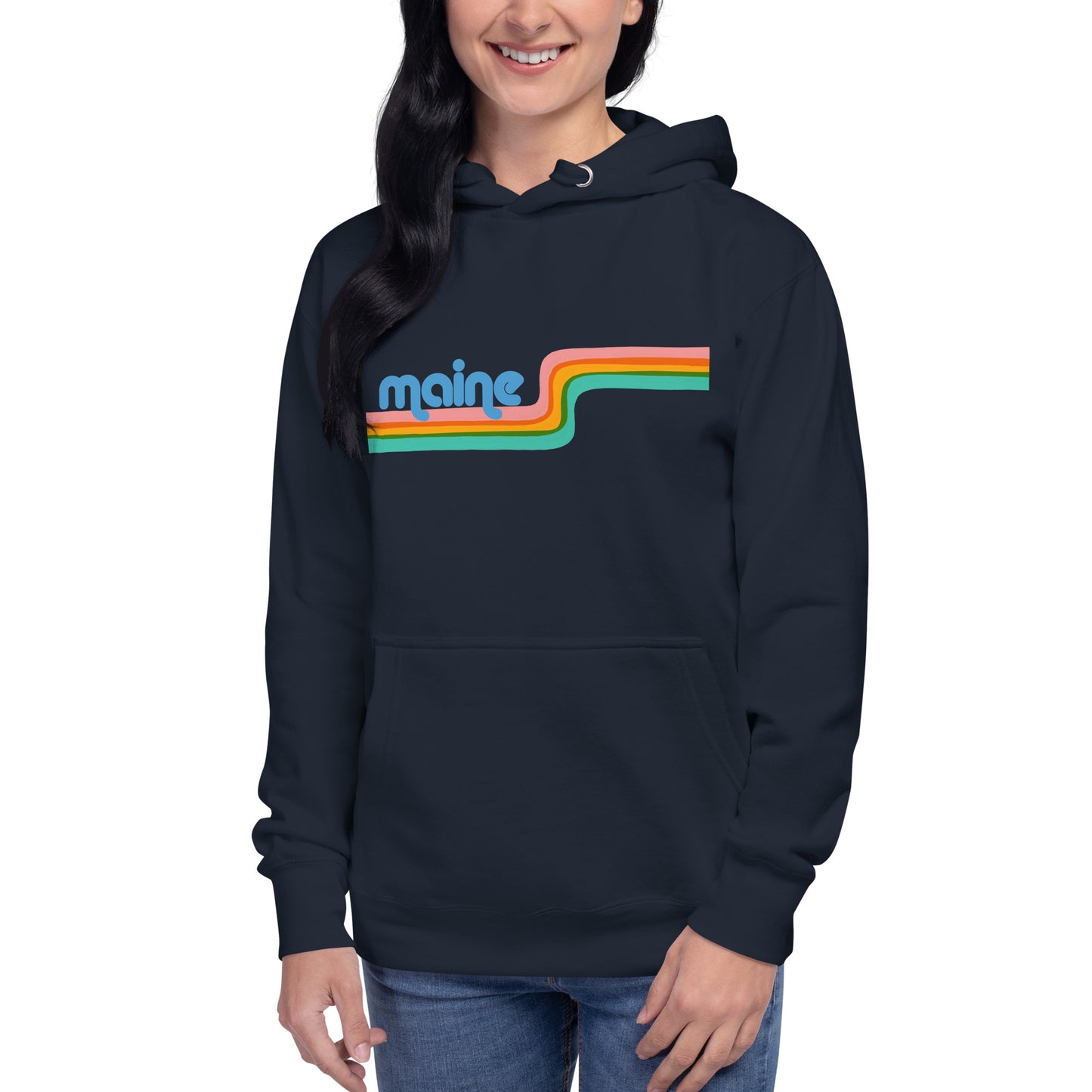 Maine Retro Ribbon Unisex Hoodie, Neon