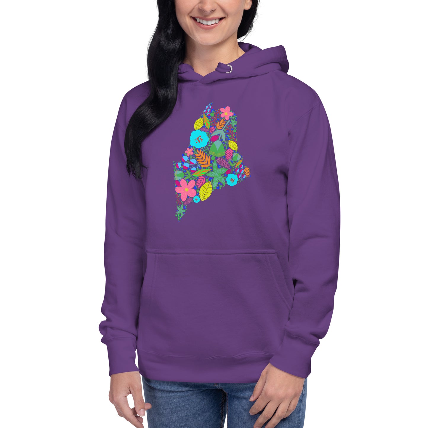 Maine Floral Unisex Hoodie, Neon