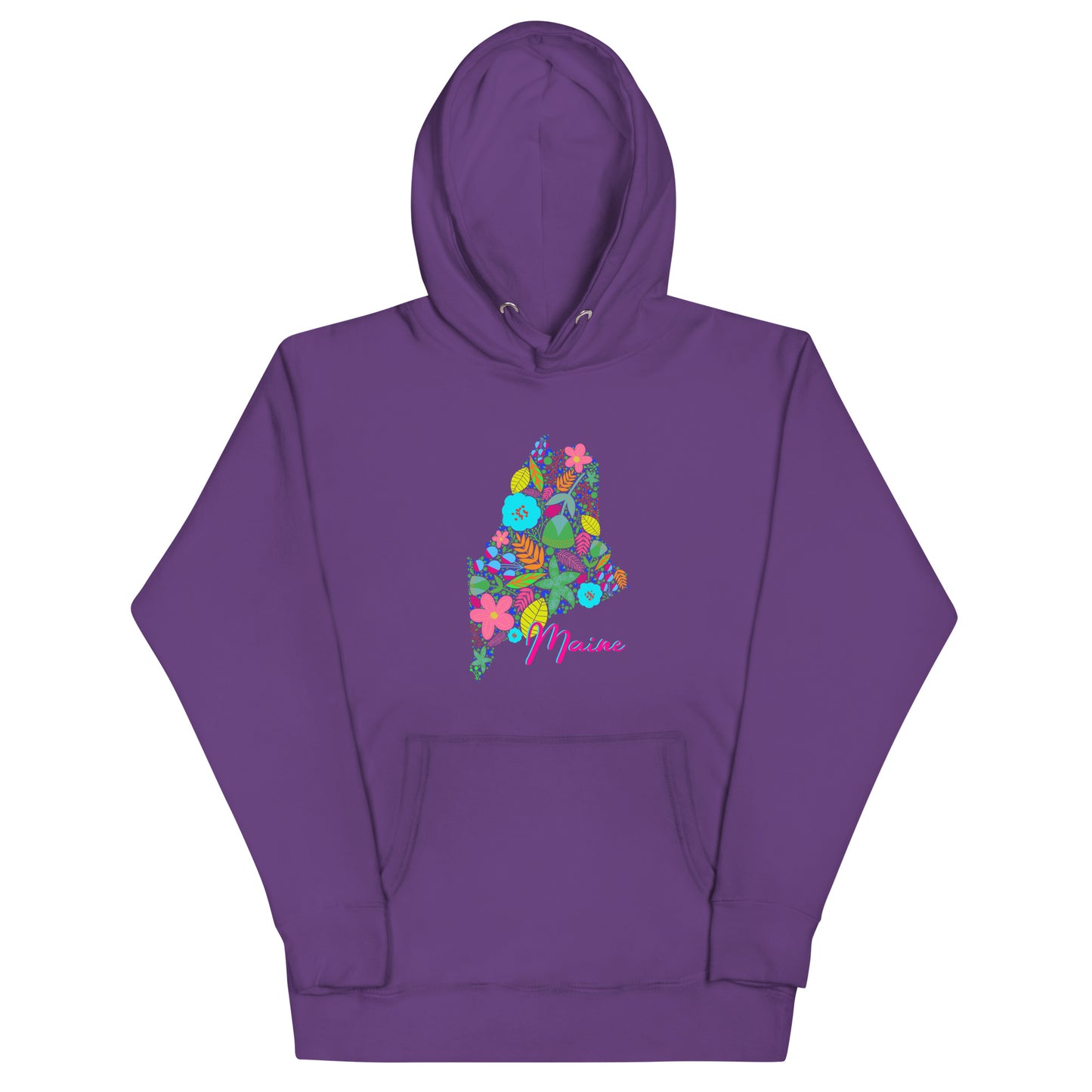 State of Maine Floral Unisex Hoodie, Neon