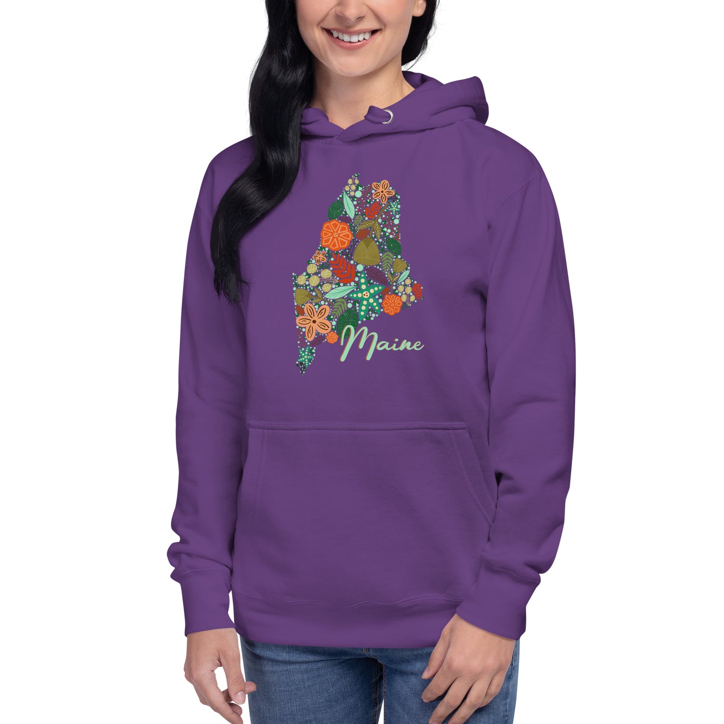 State of Maine Floral Unisex Hoodie