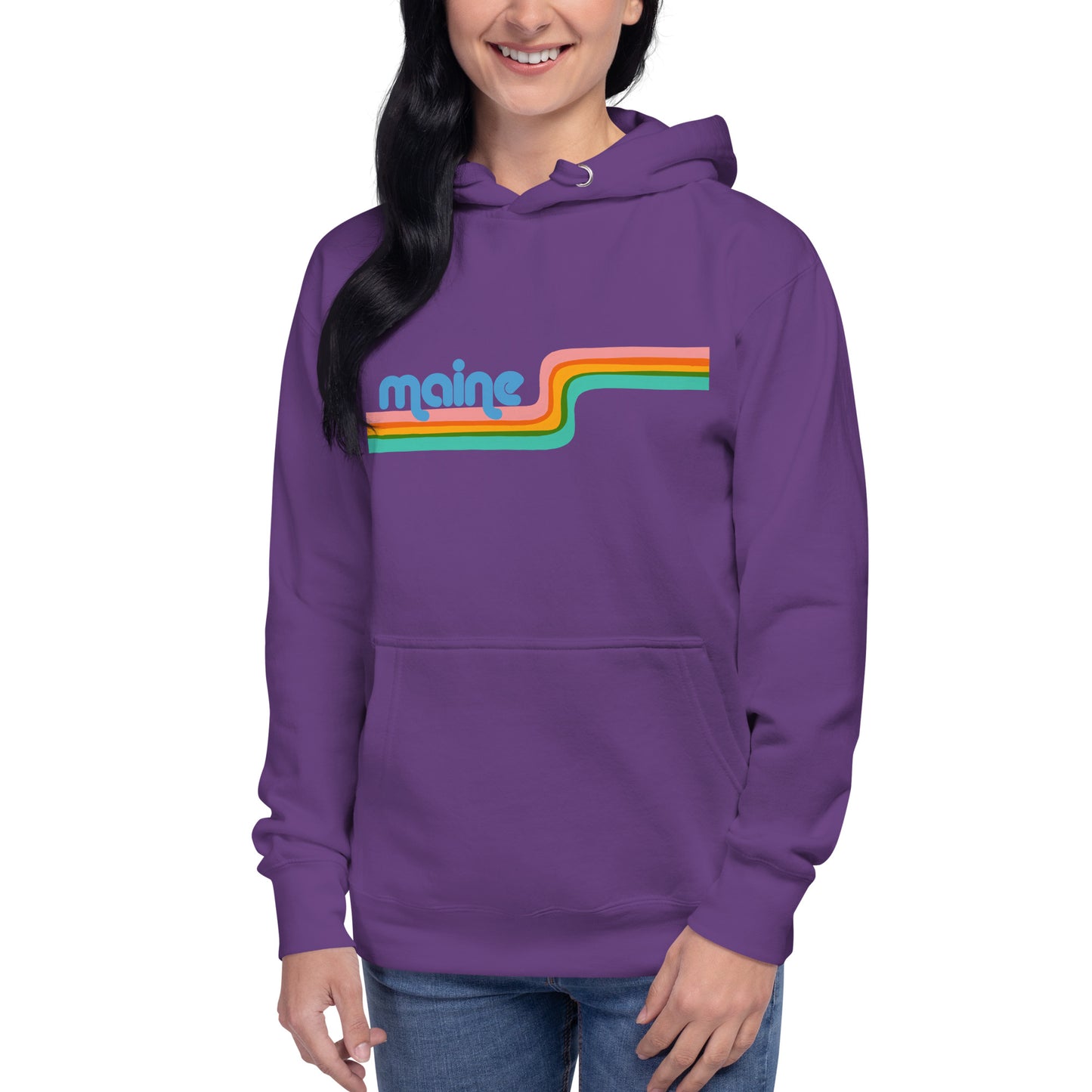 Maine Retro Ribbon Unisex Hoodie, Neon