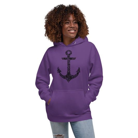 Black Floral Anchor Unisex Hoodie