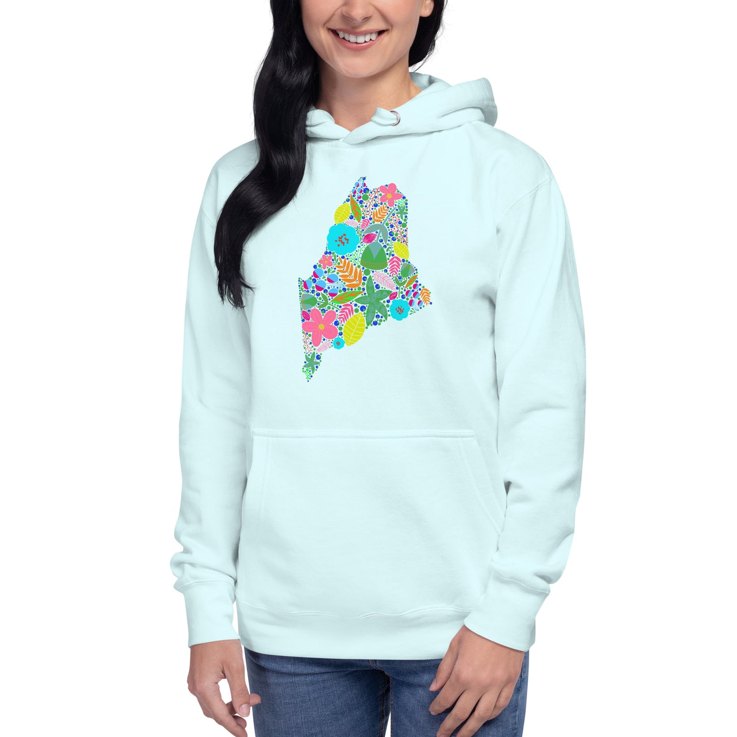 Maine Floral Unisex Hoodie, Neon