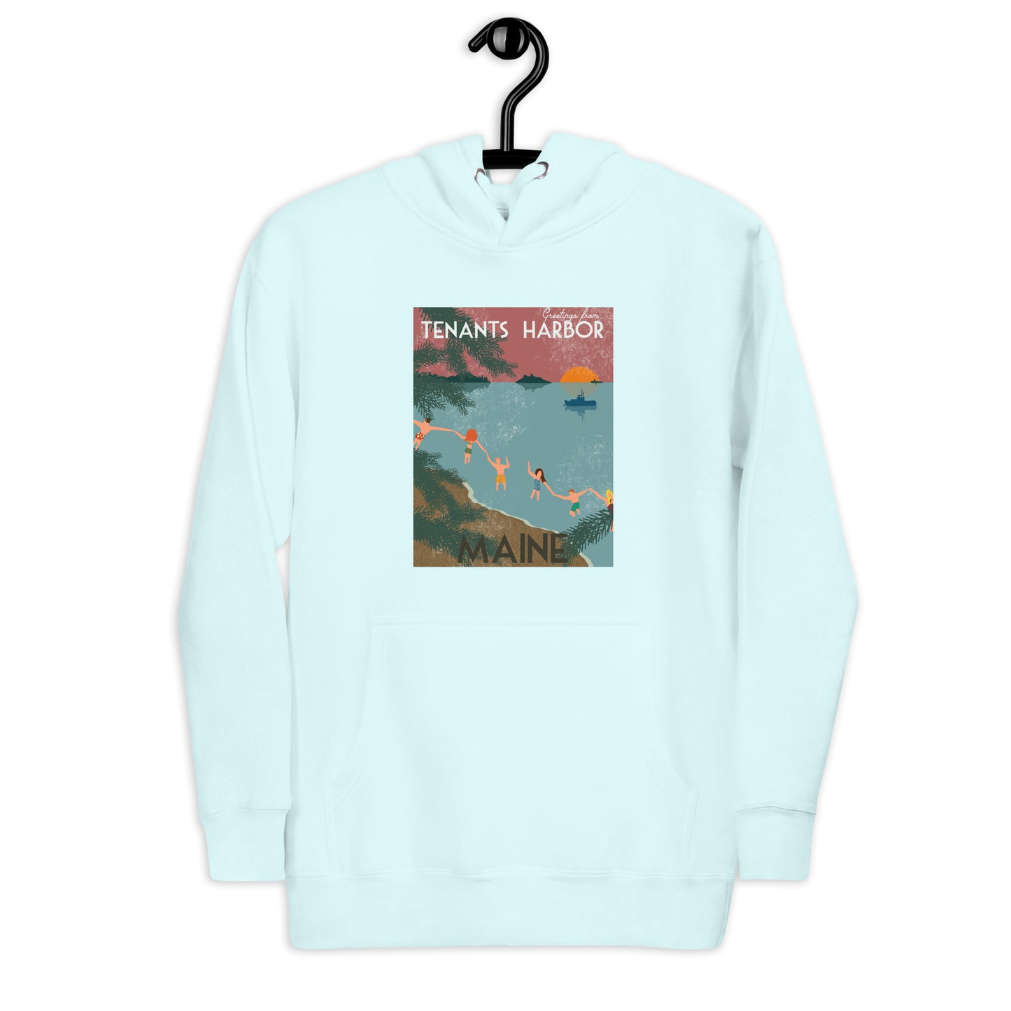 Tenants Harbor Vintage Postcard Unisex Hoodie