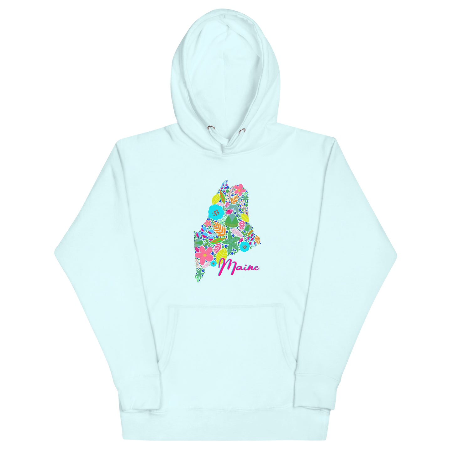 State of Maine Floral Unisex Hoodie, Neon