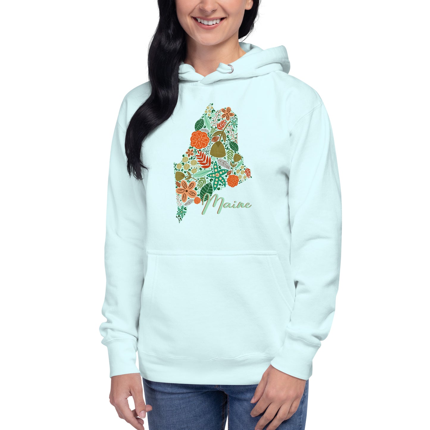 State of Maine Floral Unisex Hoodie