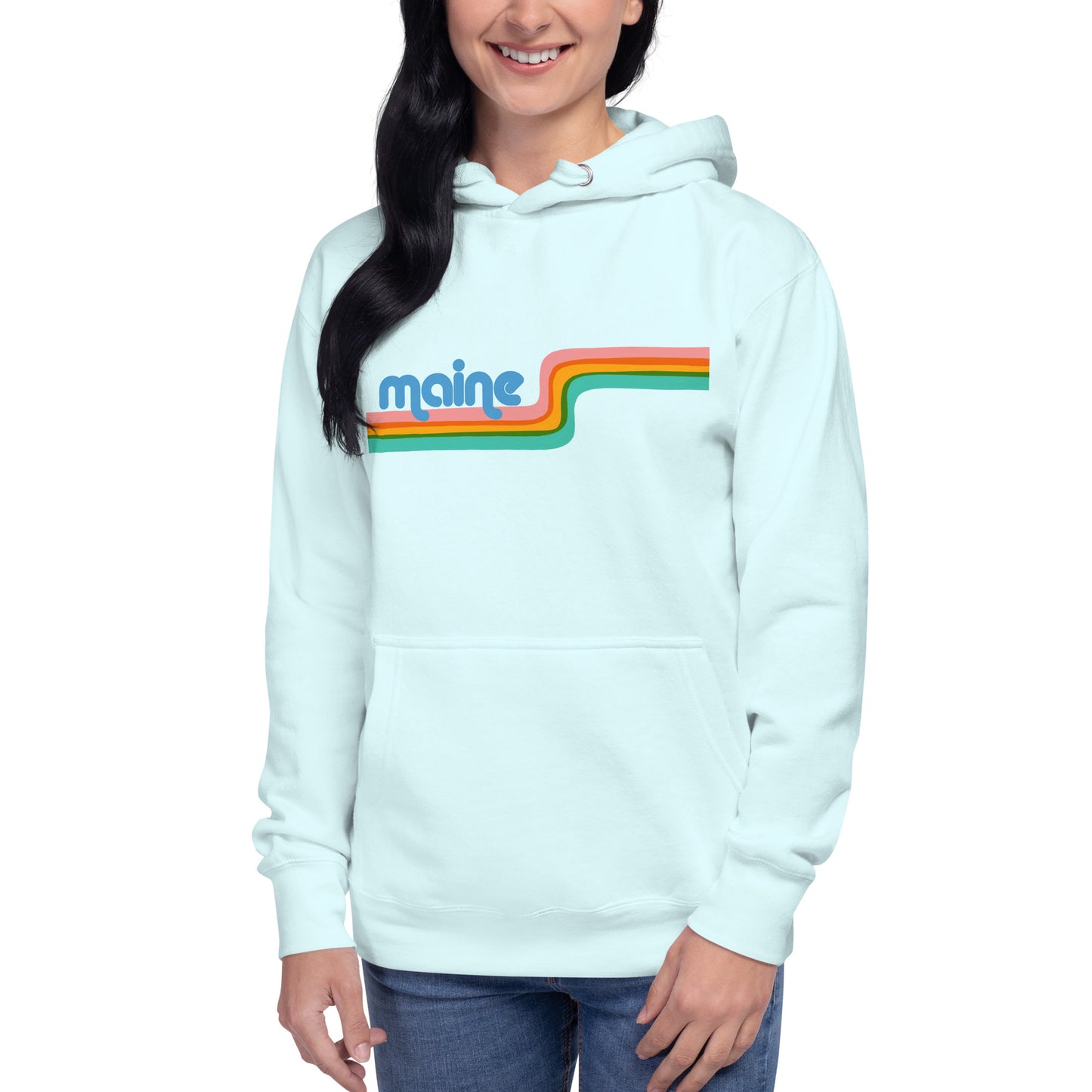 Maine Retro Ribbon Unisex Hoodie, Neon