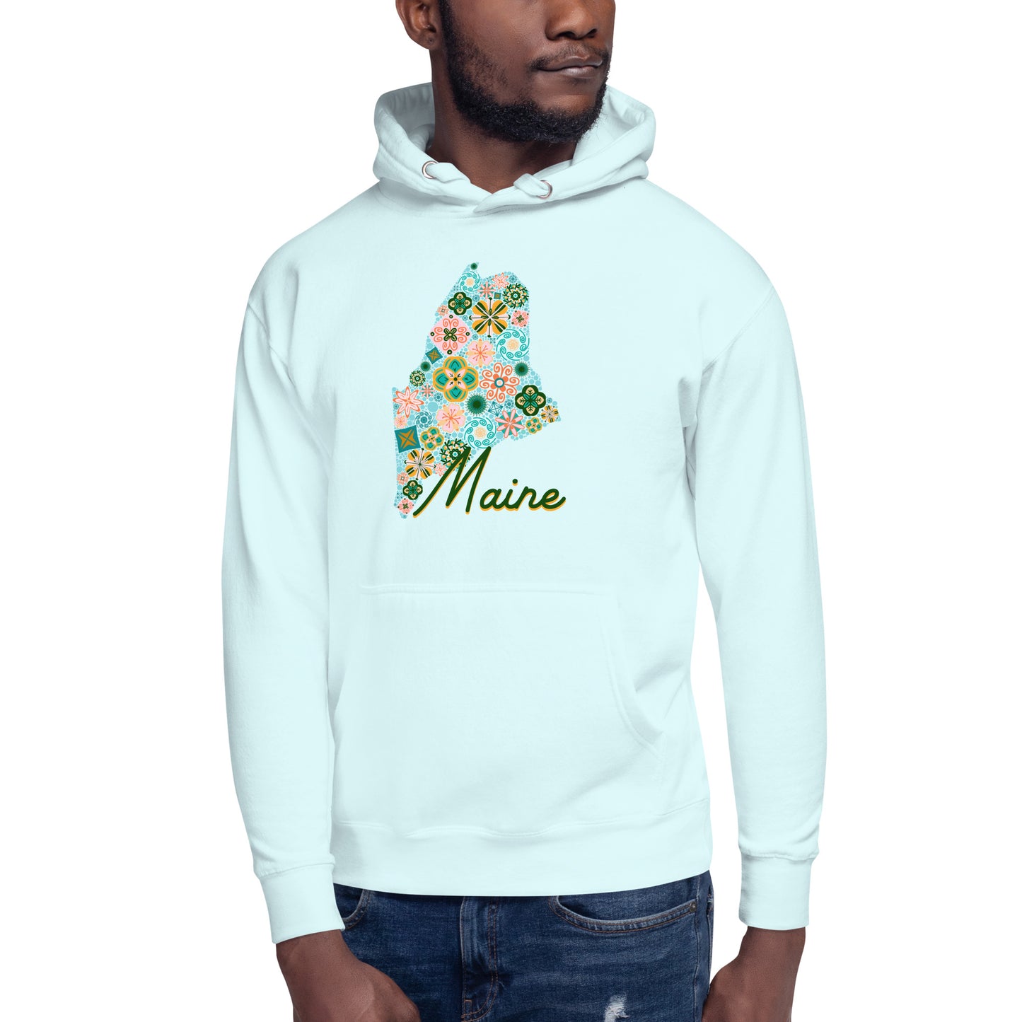 Maine State Vintage Floral Unisex Hoodie