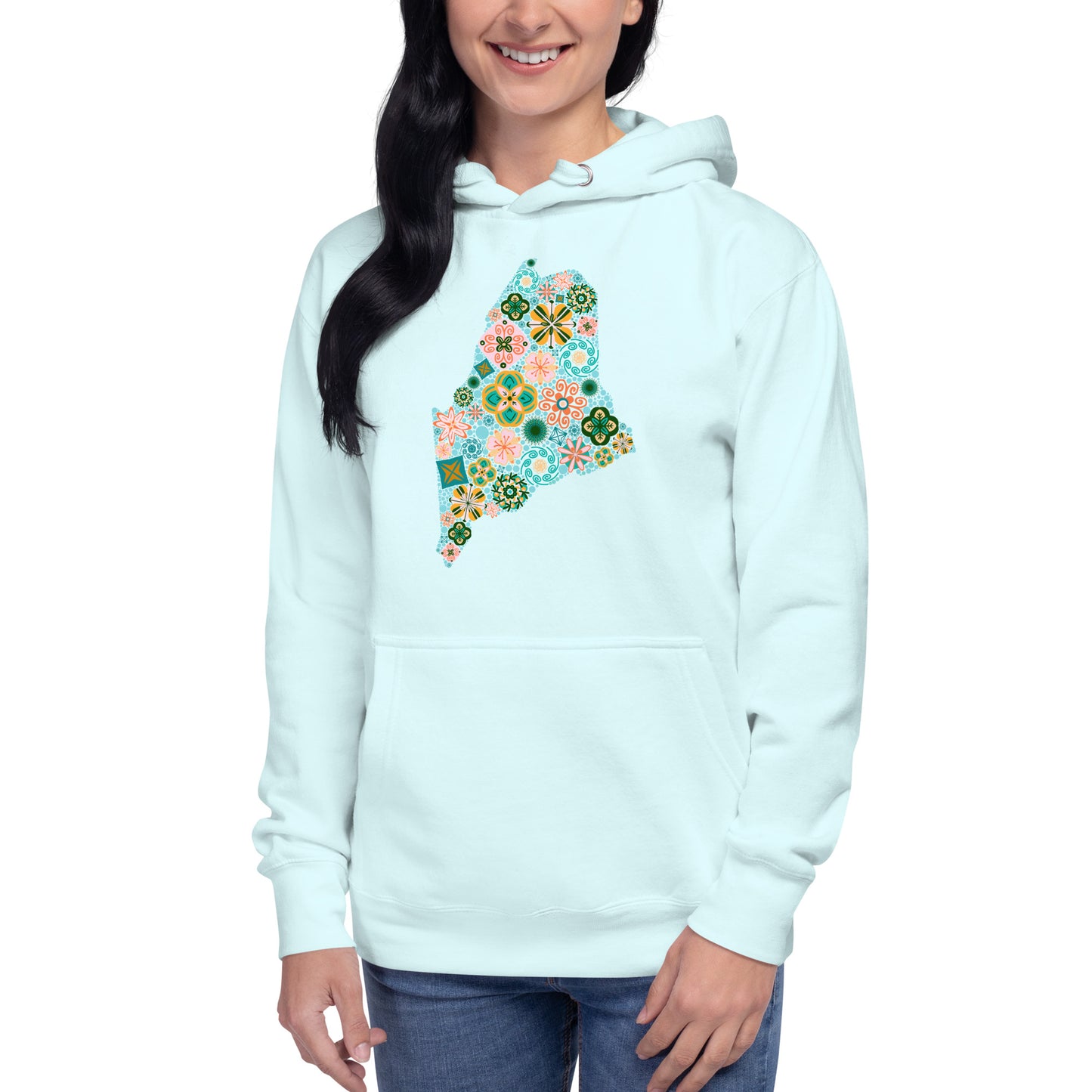 Maine State Vintage Floral Unisex Hoodie, no text