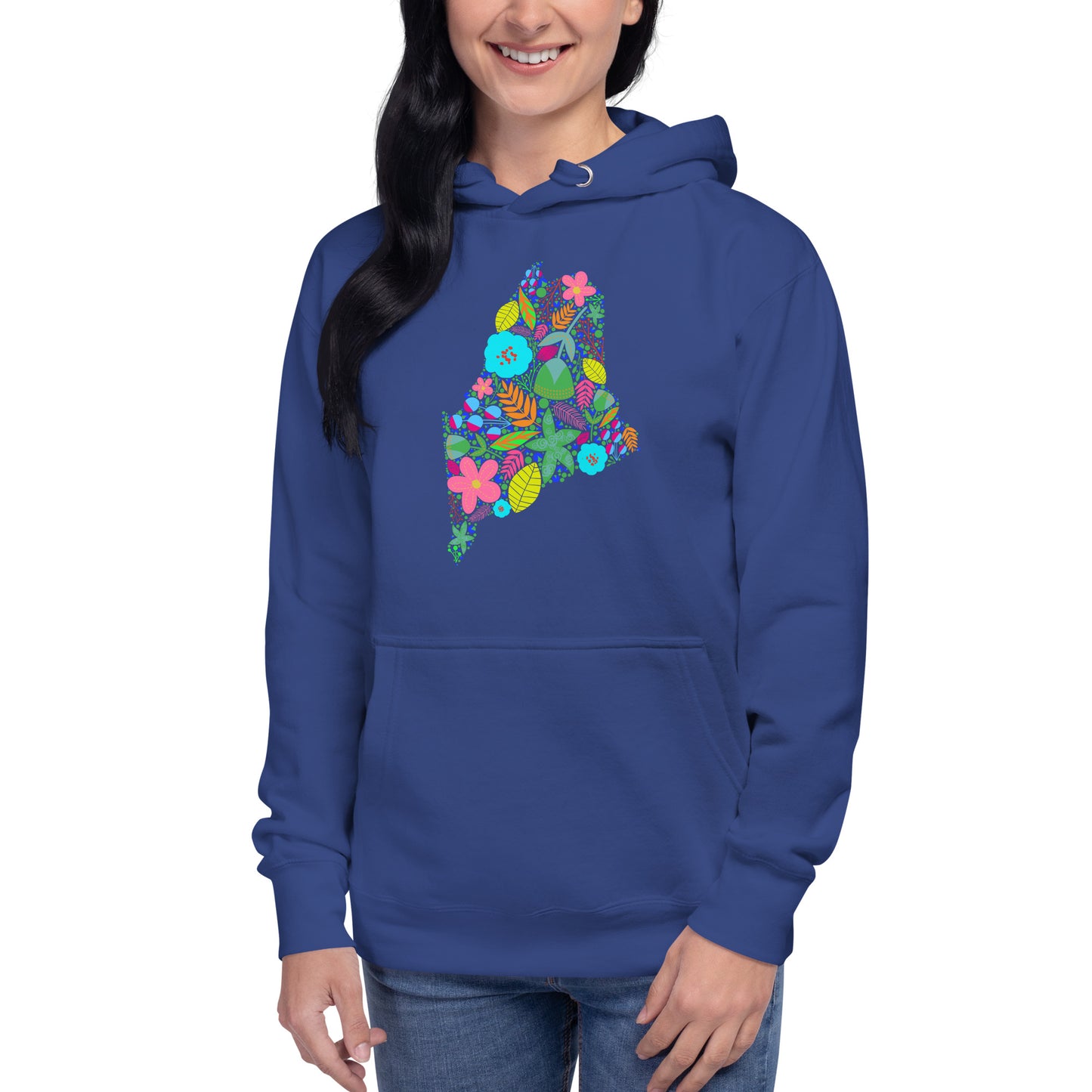 Maine Floral Unisex Hoodie, Neon