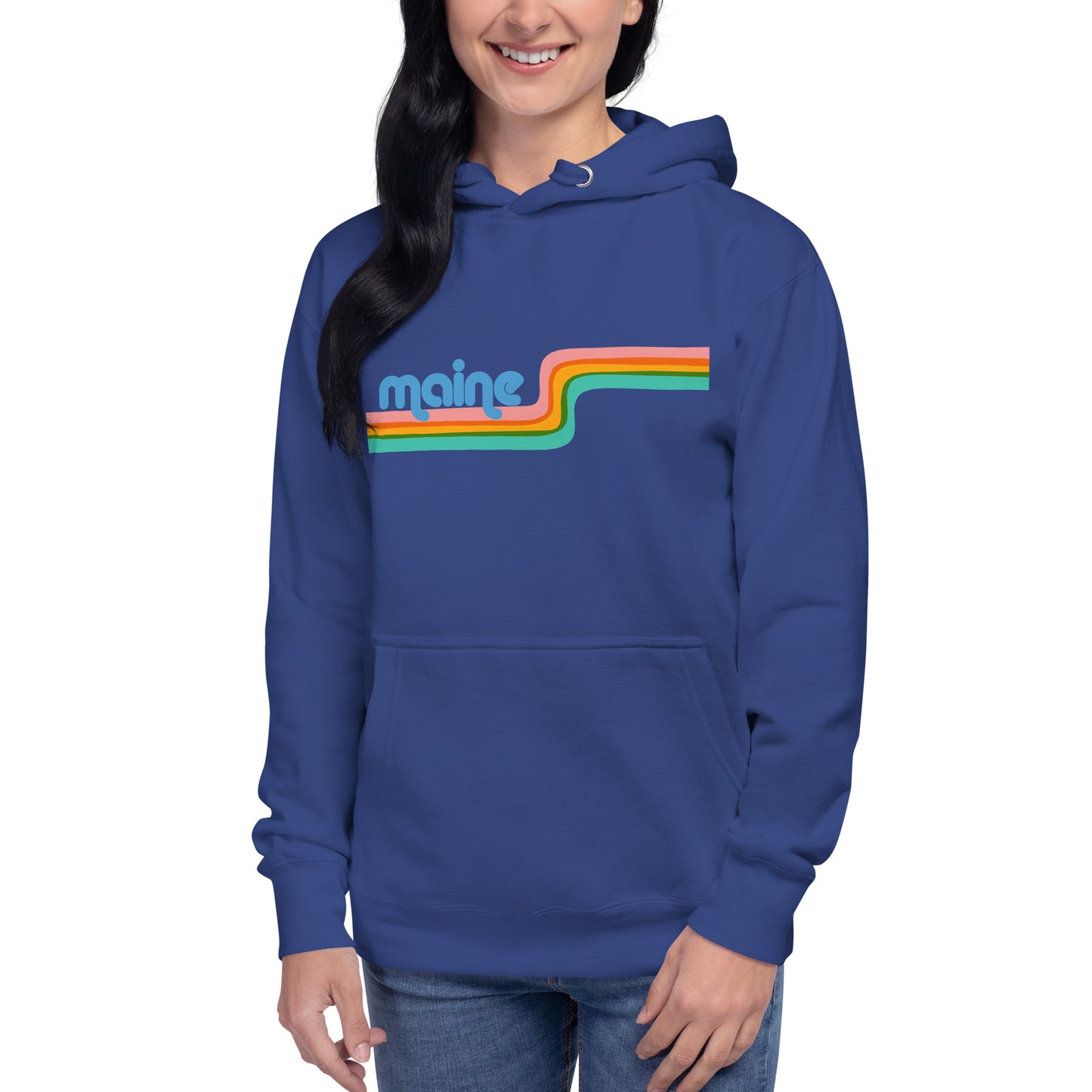 Maine Retro Ribbon Unisex Hoodie, Neon