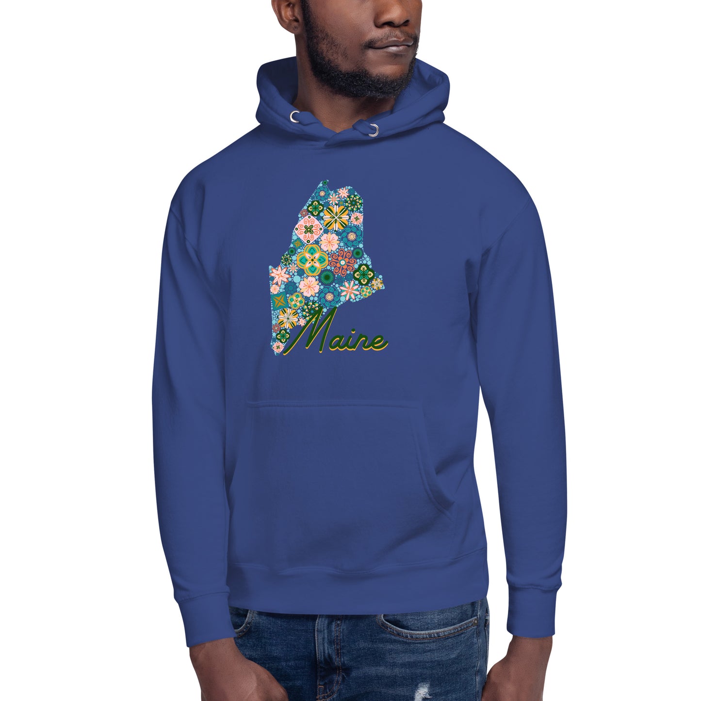 Maine State Vintage Floral Unisex Hoodie