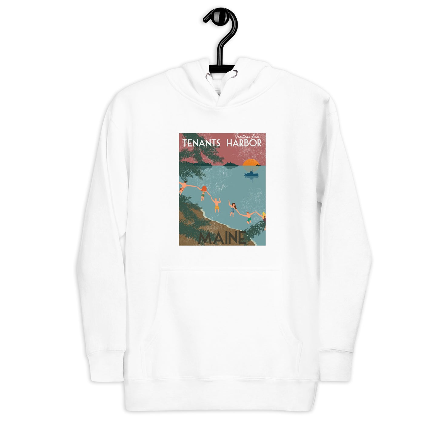 Tenants Harbor Vintage Postcard Unisex Hoodie