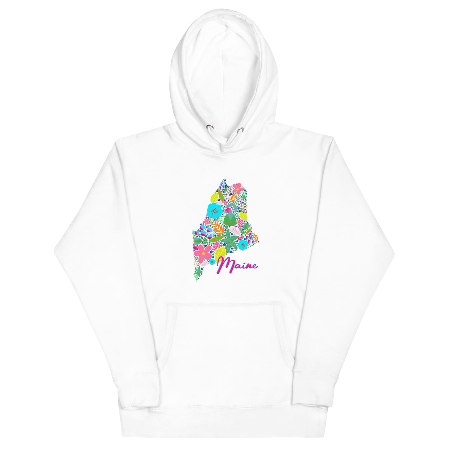 State of Maine Floral Unisex Hoodie, Neon