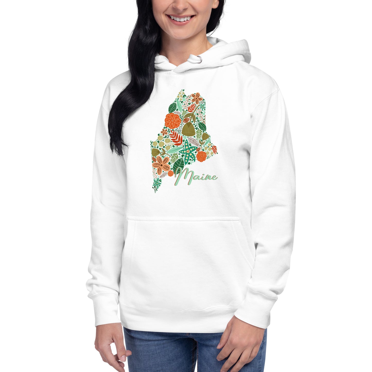 State of Maine Floral Unisex Hoodie