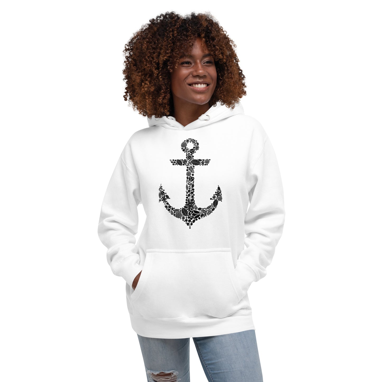 Black Floral Anchor Unisex Hoodie