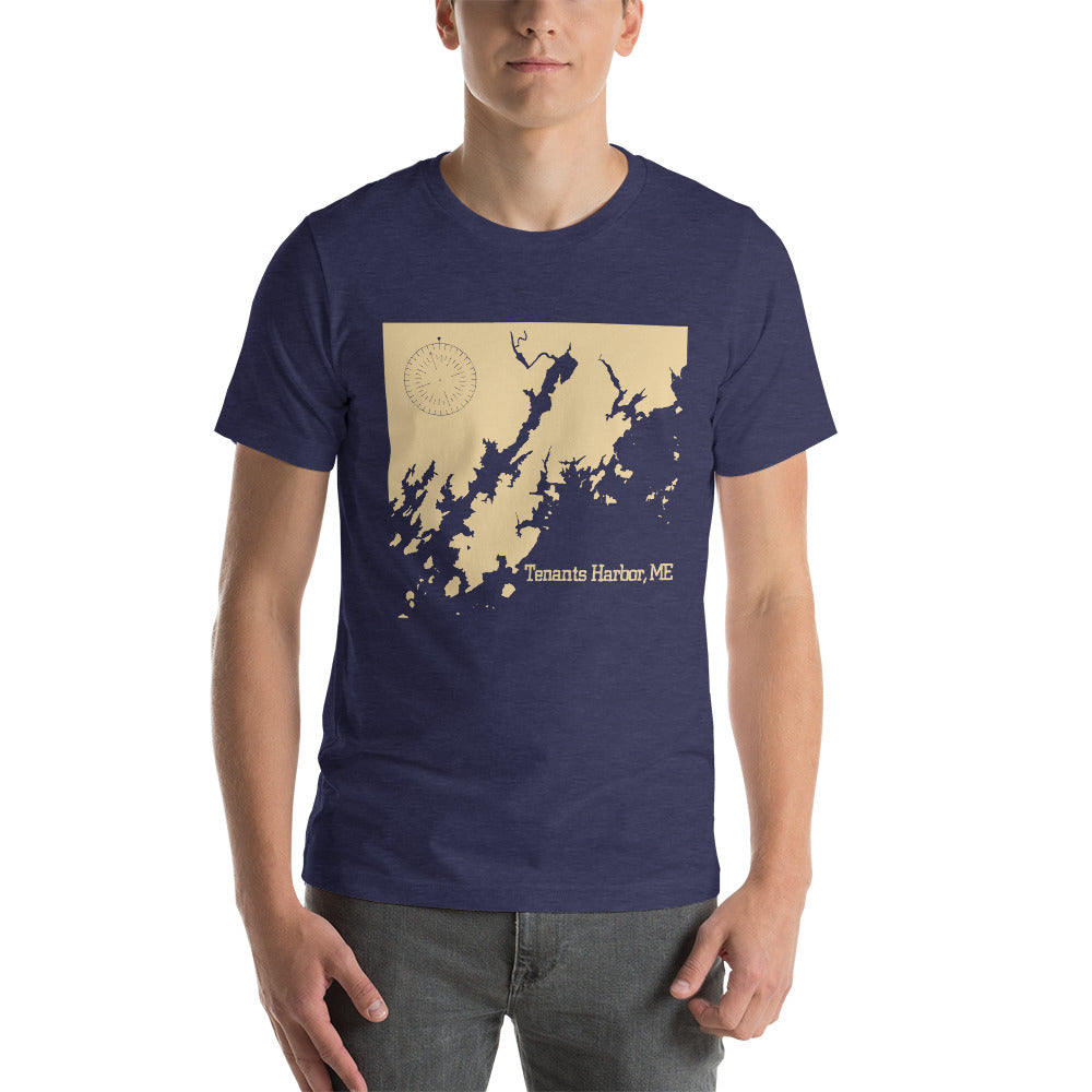 Tenants Harbor Nautical Map Unisex t-shirt