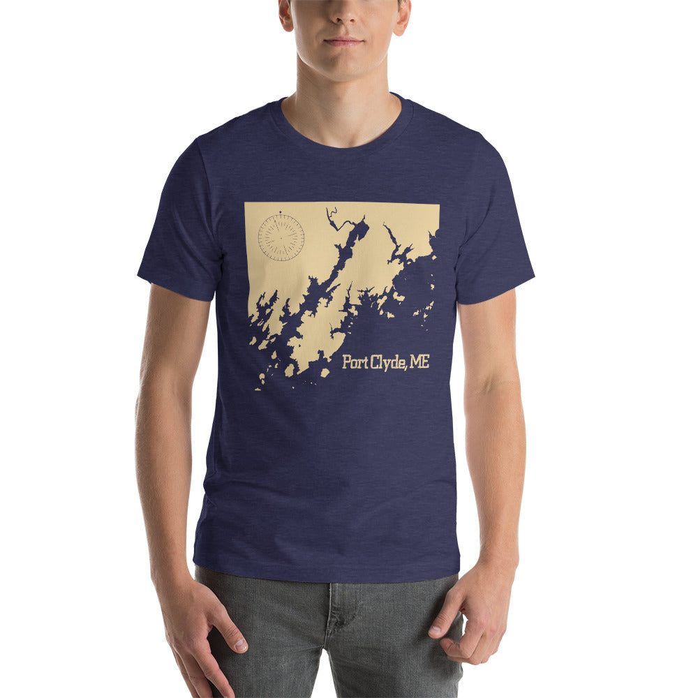 Port Clyde Nautical Map Unisex t-shirt